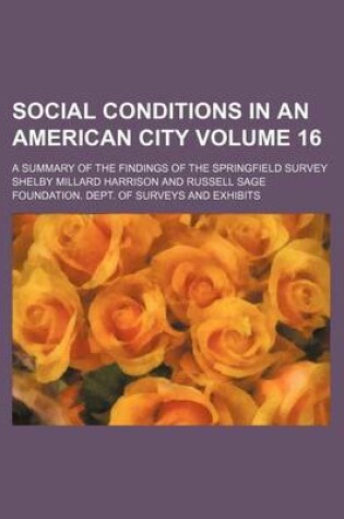 Cover of Social Conditions in an American City Volume 16; A Summary of the Findings of the Springfield Survey