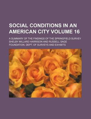 Book cover for Social Conditions in an American City Volume 16; A Summary of the Findings of the Springfield Survey