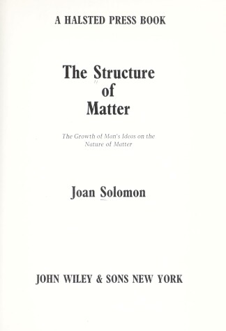 Book cover for The Structure of Matter