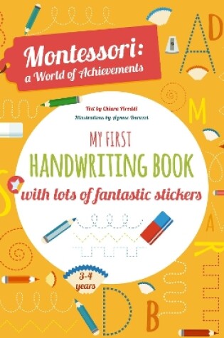 Cover of My First Handwriting Book with lots of fantastic stickers