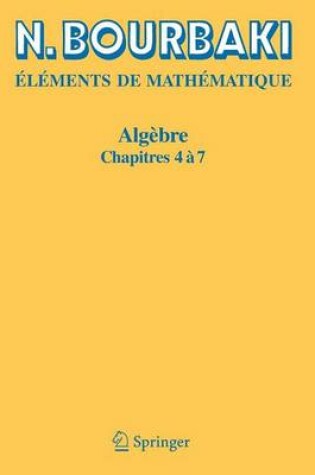 Cover of Algebre: Chapitre 4 a 7