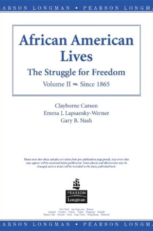 Cover of African American Lives, American History, Preliminary Edition, Volume II