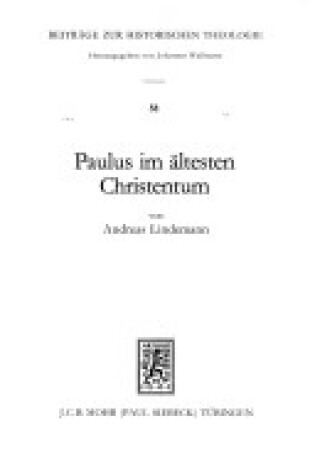 Cover of Paulus Im Altesten Christentum