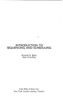 Book cover for Introduction to Sequencing and Scheduling