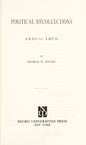 Book cover for Political Recollections, 1840-72