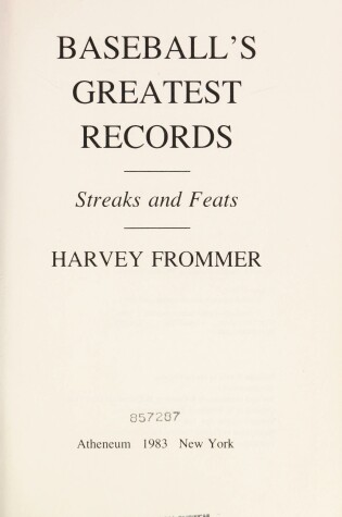 Cover of Baseball's Greatest Records