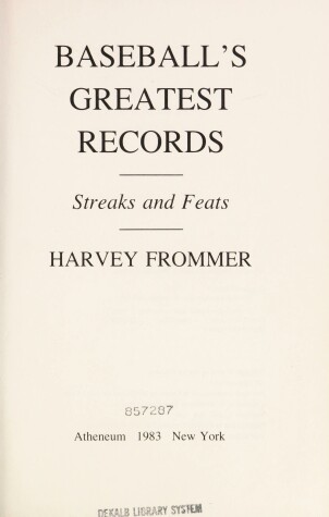 Book cover for Baseball's Greatest Records