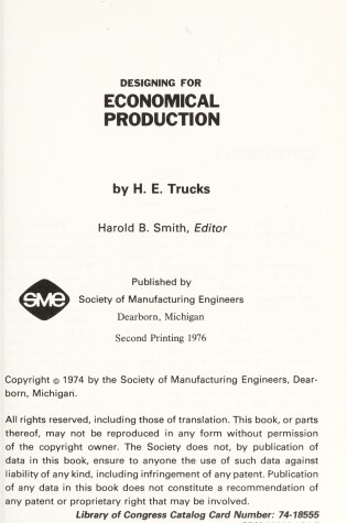 Cover of Designing for Economical Production, 2nd Edition