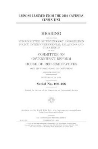 Cover of Lessons learned from the 2004 overseas census test