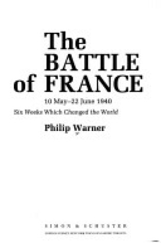 Cover of The Battle of France 10 May-22 June 1940