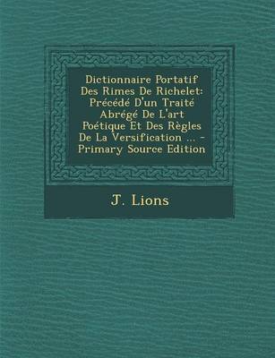 Book cover for Dictionnaire Portatif Des Rimes de Richelet