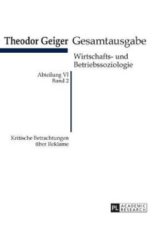 Cover of Kritische Betrachtungen ueber Reklame