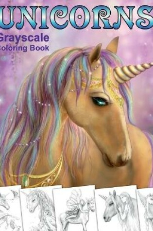 Cover of Unicorns. Grayscale Coloring Book