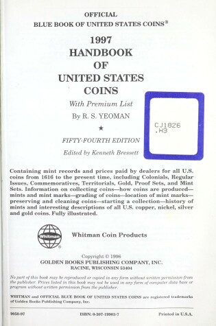 Cover of The Official Blue Book of United States Coins 1997