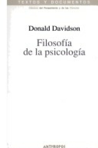 Cover of Filosofia de La Psicologia