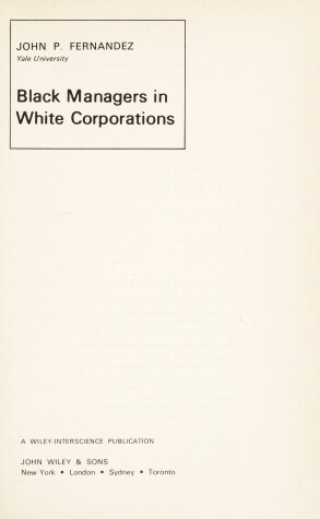 Book cover for Black Managers in White Corporations