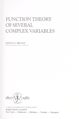 Cover of Function Theory of Several Complex Variables