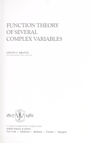 Book cover for Function Theory of Several Complex Variables