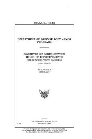 Cover of Department of Defense body armor programs