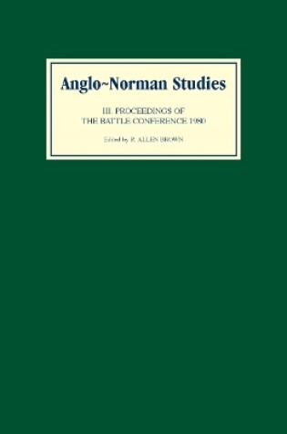 Cover of Anglo-Norman Studies III