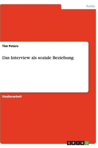 Cover of Das Interview als soziale Beziehung