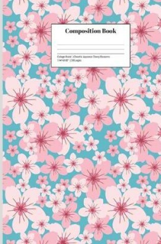 Cover of Composition Book College-Ruled Cheerful Japanese Cherry Blossoms