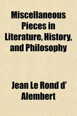 Book cover for Miscellaneous Pieces in Literature, History, and Philosophy