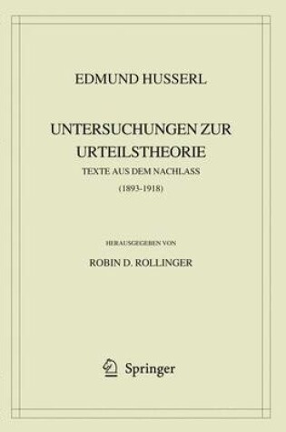 Cover of Edmund Husserl. Untersuchungen Zur Urteilstheorie