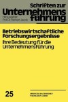 Book cover for Betriebswirtschaftliche Forschungsergebnisse