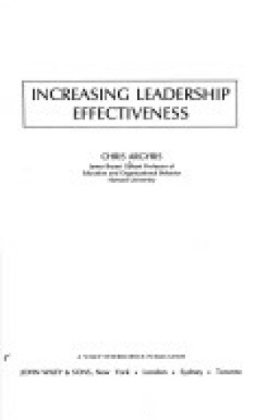 Cover of Increasing Leadership Effectiveness