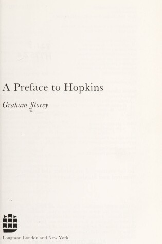 Cover of A Preface to Hopkins