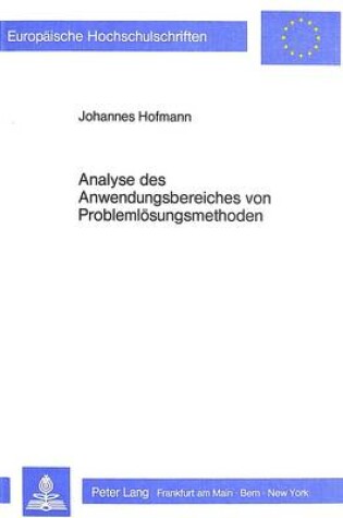 Cover of Analyse Des Anwendungsbereiches Von Problemloesungsmethoden