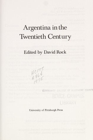 Cover of Argentina in 20th Cent (Nr BC)