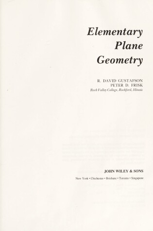 Cover of Elementary Plane Geometry