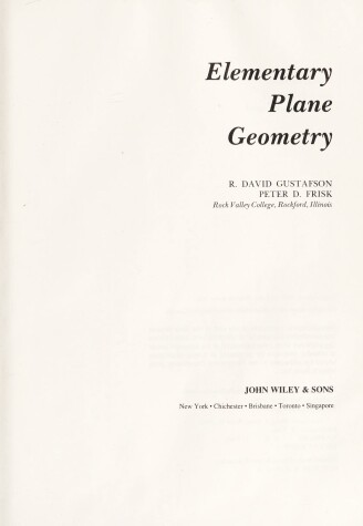 Book cover for Elementary Plane Geometry