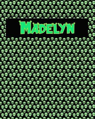 Book cover for 120 Page Handwriting Practice Book with Green Alien Cover Madelyn