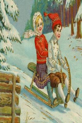 Cover of Vintage Kids Sledding Snowy Hill Evergreens Journal