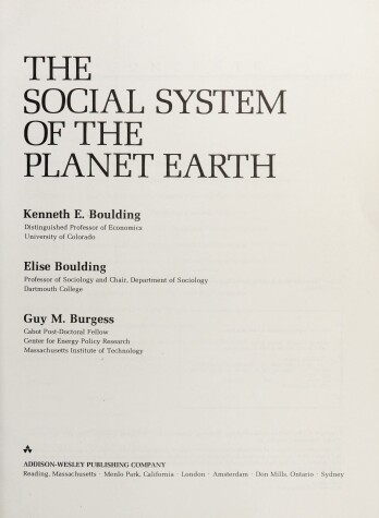 Book cover for Social System of the Planet Earth