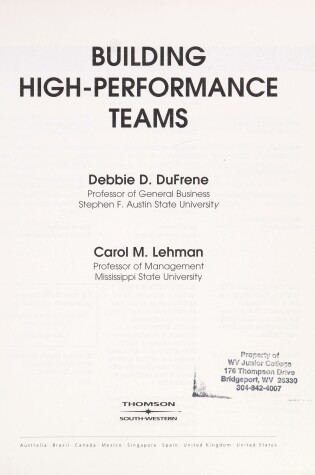 Cover of Teams Handbook for Lehman/Dufrene S Business Communication, 15th