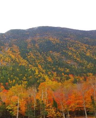 Cover of Fall School Composition Book Clouds Hang Over Mountain Foliage 130 Pages