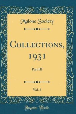 Cover of Collections, 1931, Vol. 2