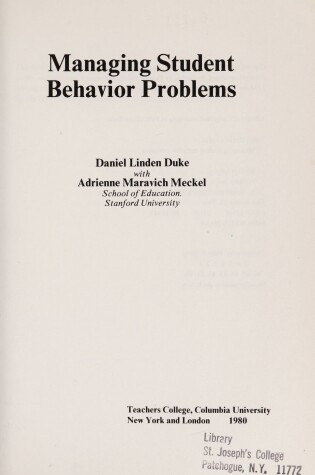 Cover of Managing Student Behaviour Problems