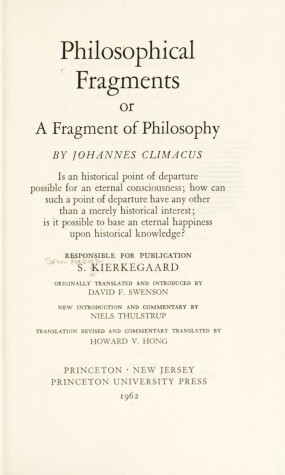 Book cover for Philosophical Fragments or a Fragment of Philosophy
