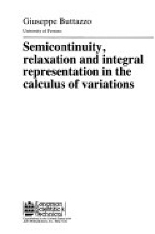 Cover of Semicontinuity Relaxation & Integral Rep