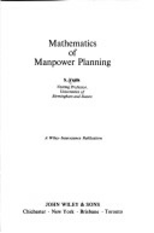 Cover of Mathematics of Manpower Planning