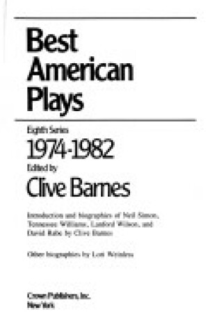 Cover of Best American Plays 8th Ser 19