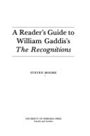 Cover of A Reader's Guide to William Gaddis' "The Recognitions"