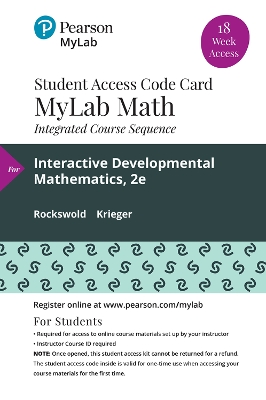 Book cover for MyLab Math for Rockswold Interactive Developmental Math MML Update 2e - 18 week Standalone Access Code