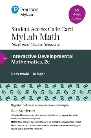 Cover of MyLab Math for Rockswold Interactive Developmental Math MML Update 2e - 18 week Standalone Access Code