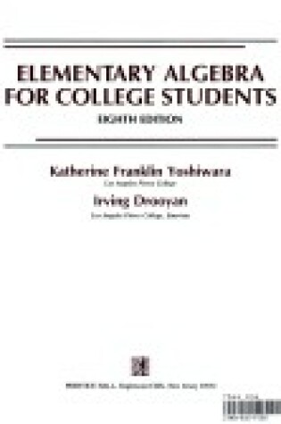 Cover of Elementary Algebra for College Students